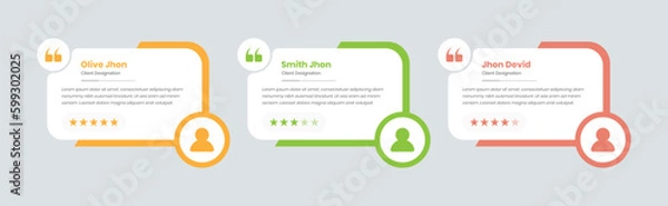 Fototapeta Simple client testimonial or customer feedback card with rating star for website