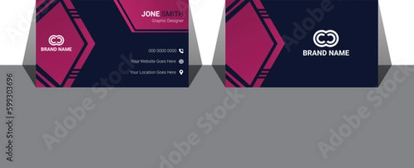 Obraz Business Card, Modern business card template, Flat design, Business Card Layout, Double sided business card template, Black business card, White business card design, professional business card