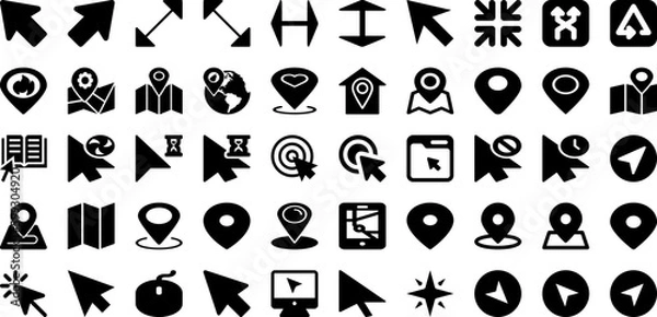 Fototapeta Point Icon Set Isolated Silhouette Solid Icons With Vector, Line, Illustration, Point, Symbol, Icon, Sign Infographic Simple Vector Illustration