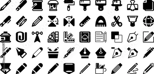 Fototapeta Tool Icon Set Isolated Silhouette Solid Icons With Vector, Repair, Spanner, Icon, Tool, Wrench, Work Infographic Simple Vector Illustration