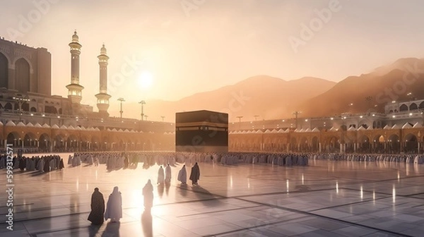 Fototapeta Landscape of the Kaaba in Mecca, generative ai
