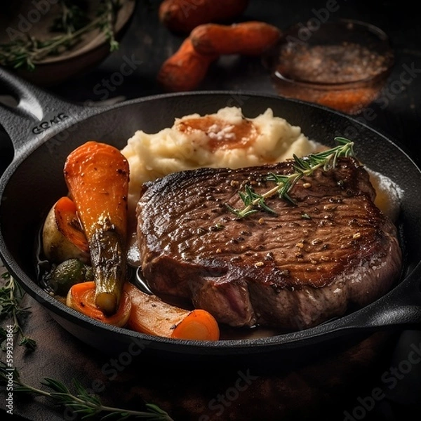 Obraz lamb chops with vegetables