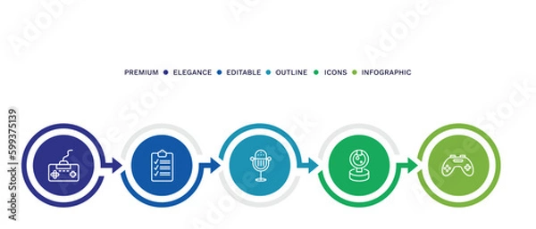 Fototapeta set of thin line icons. outline icons with infographic template. linear icons such as