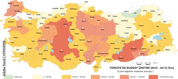 Obraz Wheat Production Map in Turkey Geography