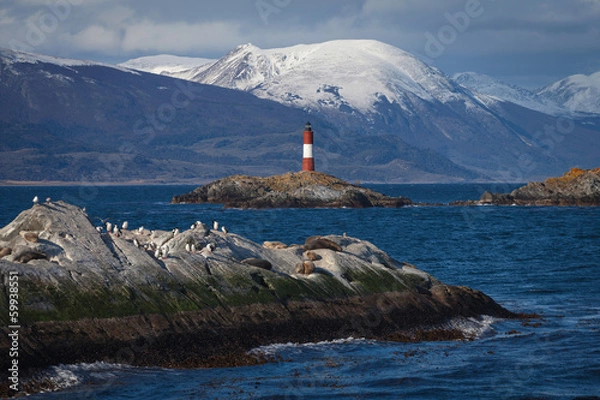 Obraz Lighthouse End of the World in the Beagle Channel, Ushuaia, Pata