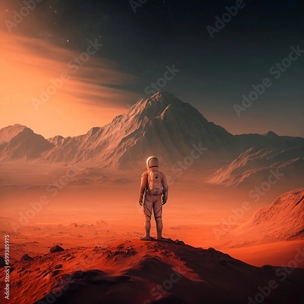 Fototapeta a man on mars exploring the unknown
Generative AI