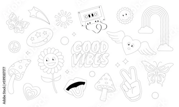 Obraz Set of 70s Style Objects and Elements