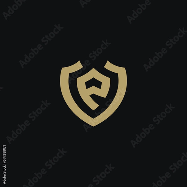 Fototapeta E letter shield vector logo design 