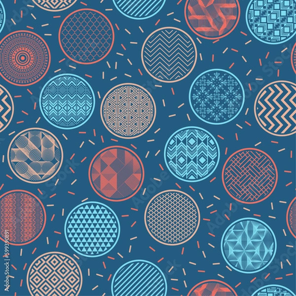 Obraz Fashionable fabric print geometric seamless pattern. Circular shapes with fantasy patterns