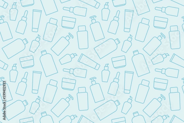 Obraz cosmetics, skin care products seamless pattern- vector illustration