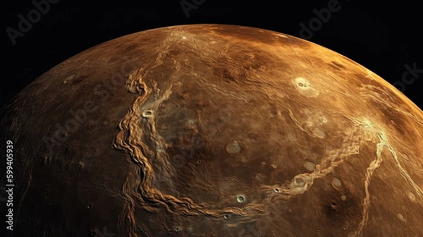 Fototapeta View of Venus from space. Diptych, triptych background, wallpaper. Generative AI.