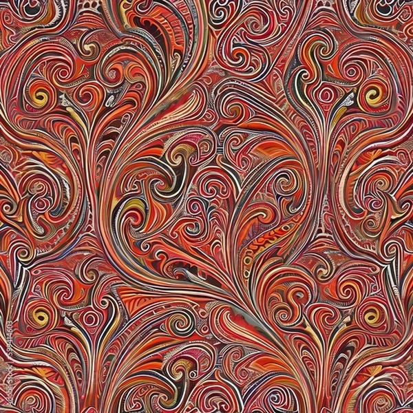 Fototapeta A swirling, paisley-like pattern in shades of pink and orange2, Generative AI