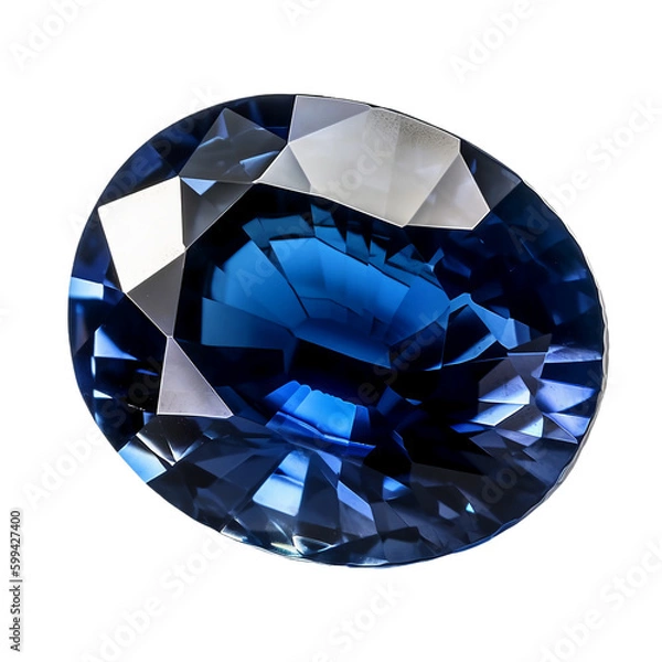 Fototapeta Blue sapphire, transparent background, remove background. AI generative
