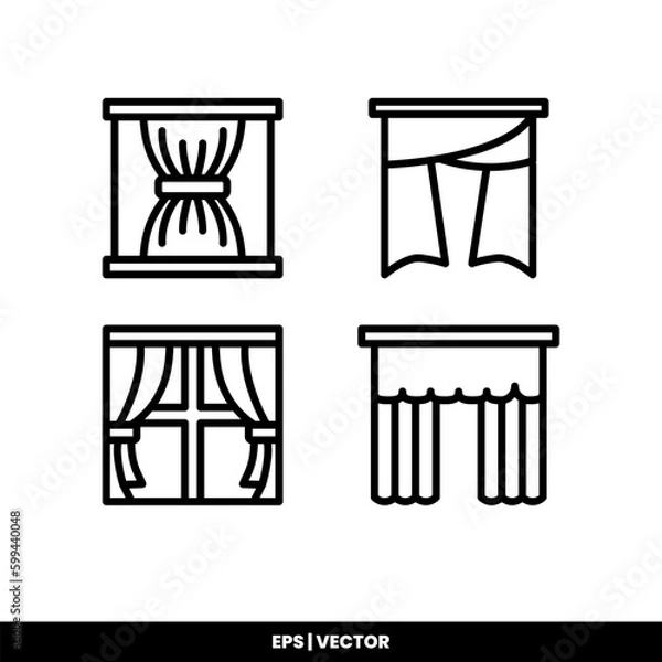 Fototapeta Curtain icon vector illustration logo template for many purpose. Isolated on white background.