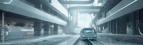 Fototapeta Futurism High Speed Rail Station,created with Generative AI tecnology.