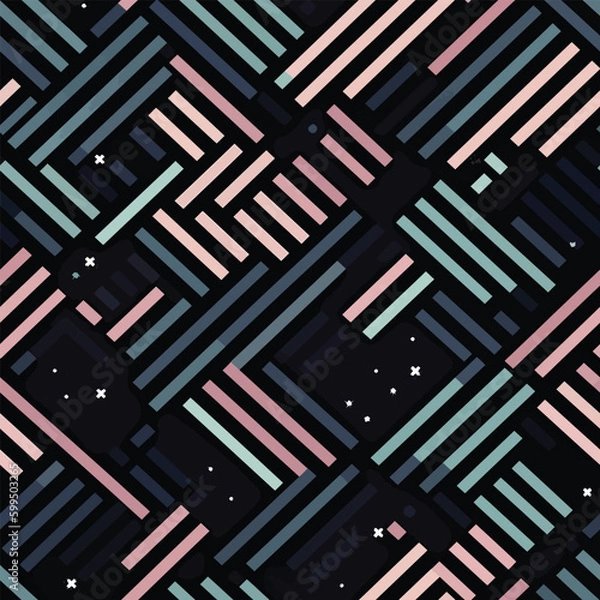 Fototapeta Puzzling Stripes: An Abstract Linear Pattern of Pastels and Geometric Shapes