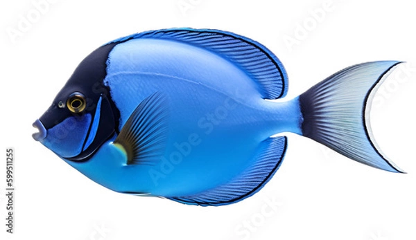 Obraz blue fish isolated on transparent background. 3D render.