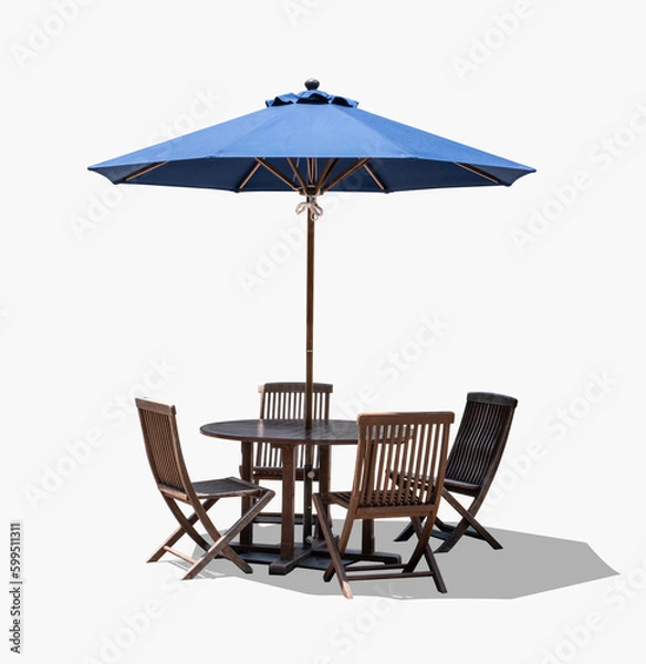 Obraz cafe table chair parasol,isolated on white background