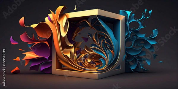 Fototapeta abstract Interwoven colorful shapes and structure, dynamic colorful filaments, ai generated