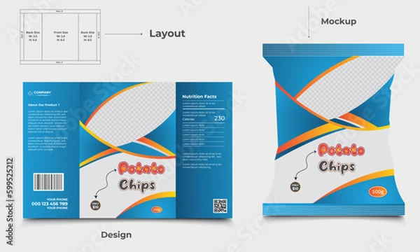 Obraz 
Potato chips package design, realistic vector design Potato chips packaging template, chip packaging, packaging, chips, vector illustration .