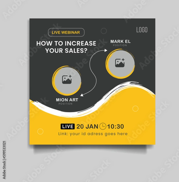 Fototapeta modern webinar design template for live meting and  business conference