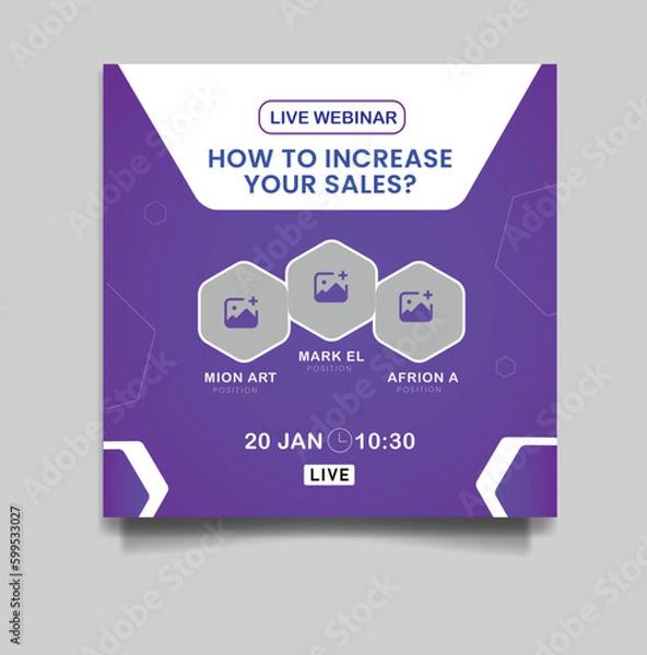 Fototapeta modern webinar design template for live class meting and  business conference