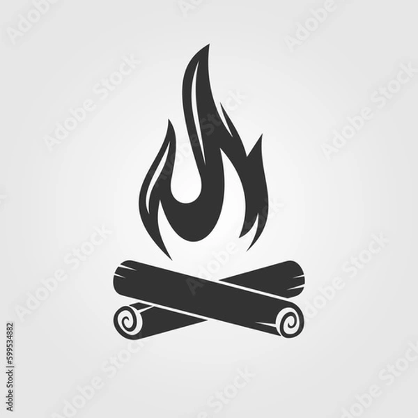Fototapeta Campfire icon isolated on white background. Vector illustration.	