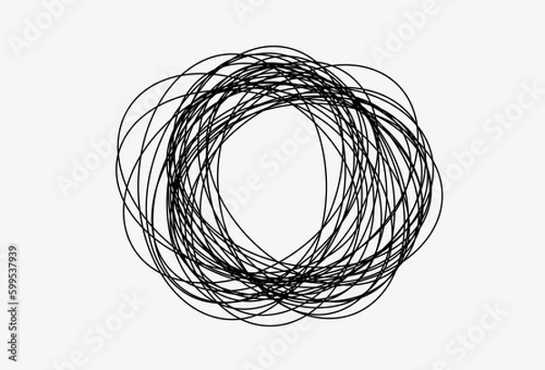 Fototapeta Hand drawn scribble object Pencil vector scratch. Isolated sketch on white. Vector file.