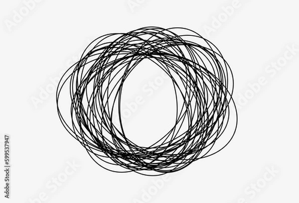 Fototapeta Hand drawn scribble object Pencil vector scratch. Isolated sketch on white. Vector file.