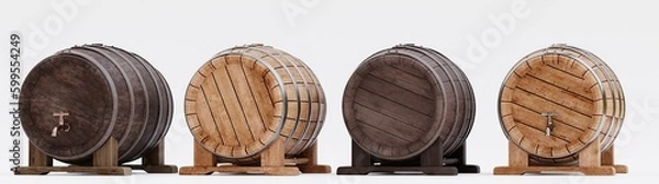 Obraz Realistic 3D Render of Wine Barrel