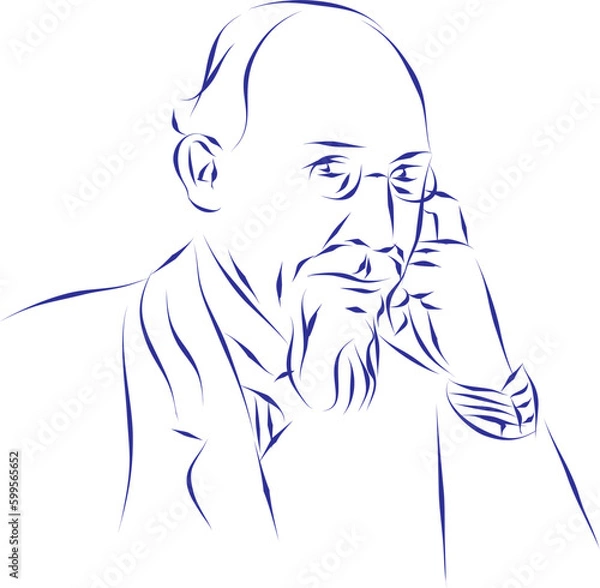 Obraz vector illustration portrait of classical music composer Erik Satie