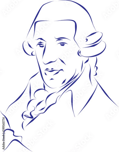 Fototapeta vector illustration portrait of classical music composer Joseph Haydn