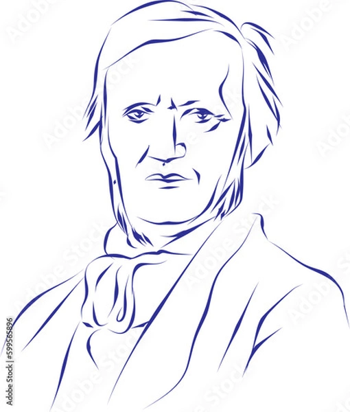 Obraz vector illustration portrait of classical music composer Richard Wagner