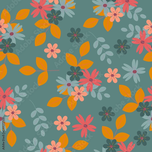 Obraz colorful flower illustration seamless pattern background .  