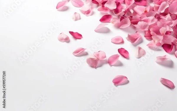 Fototapeta sakura petals scattering white background 
created with Generative AI technology