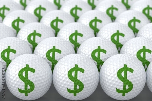 Obraz Golf Balls with Green Dollar Sign