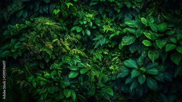 Fototapeta ねじれたジャングルのつると樹蔓：密集した熱帯雨林の詳細なアートワーク No.024 | Twisted Jungle Vines and Lianas: A Detailed Artwork of a Dense and Lush Tropical Rainforest Generative AI