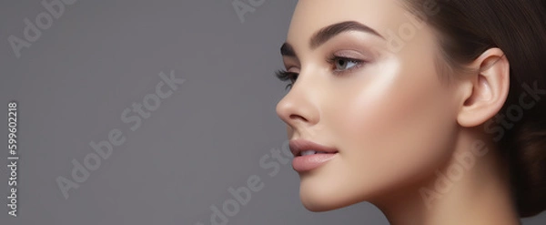 Fototapeta Profil pięknej młodej modelu, generatywny AI