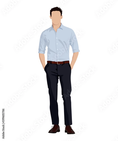 Fototapeta A man in a business suit on a white background. Vector illustration in flat style
