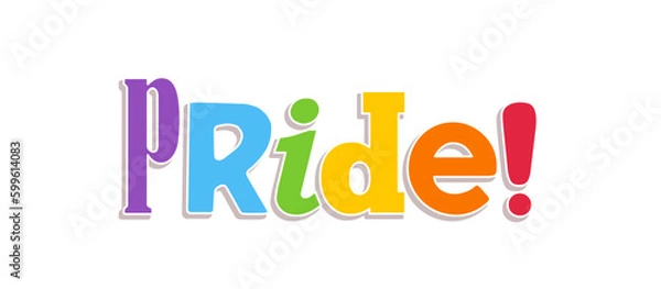Fototapeta Pride lettering with rainbow flag colors. Different style letters forming the Pride word.