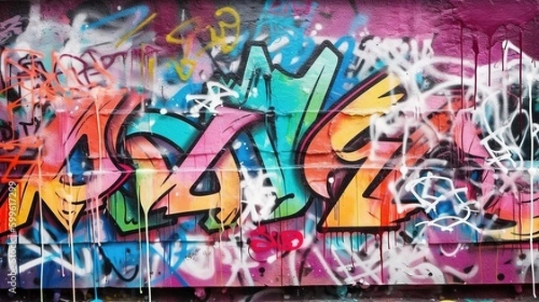 Obraz Graffiti na ścianie. Generatywny AI