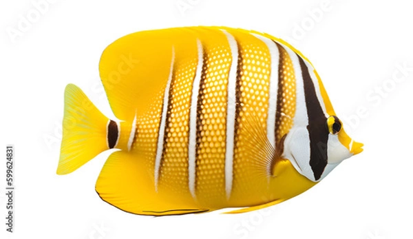 Obraz Yellow Fish isolated on transparent background. 3D render.