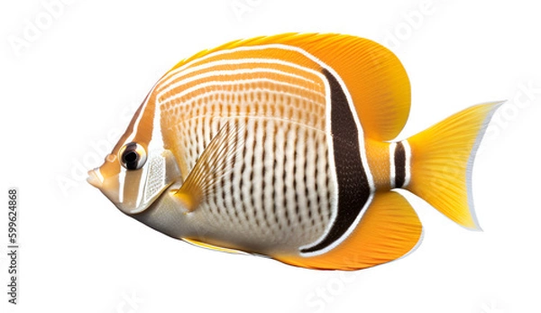 Obraz Yellow Fish isolated on transparent background. 3D render.