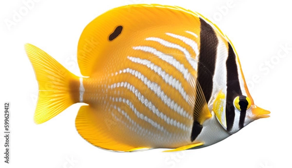 Obraz Yellow Fish isolated on transparent background. 3D render.