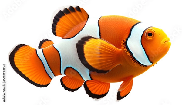 Obraz Clown Fish isolated on transparent background. 3D render.