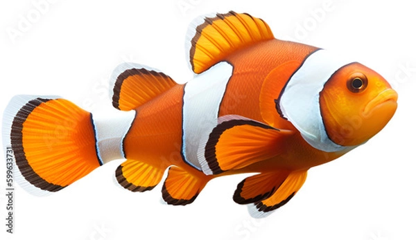 Obraz Clown Fish isolated on transparent background. 3D render.