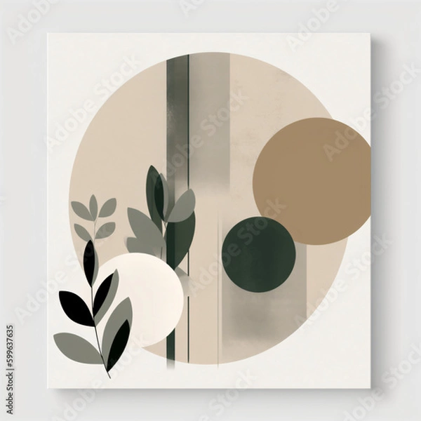 Fototapeta Modern Boho Design, green and brown hues, Generative AI