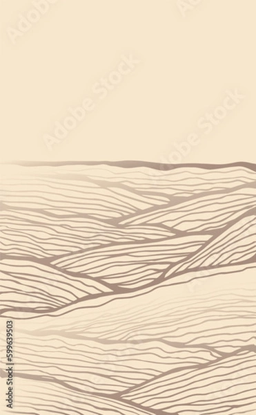 Fototapeta Abstract wavy background. Hand drawn various lines. Contemporary organic modern trendy vector illustrations. Pastel gradient sand colors