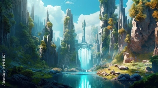 Fototapeta Fantasy Landscape - Generative AI Landscape