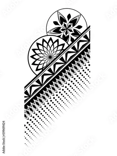 Obraz Geometric pattern design - Intricate, decorative and ornamental illustration in black and white 
